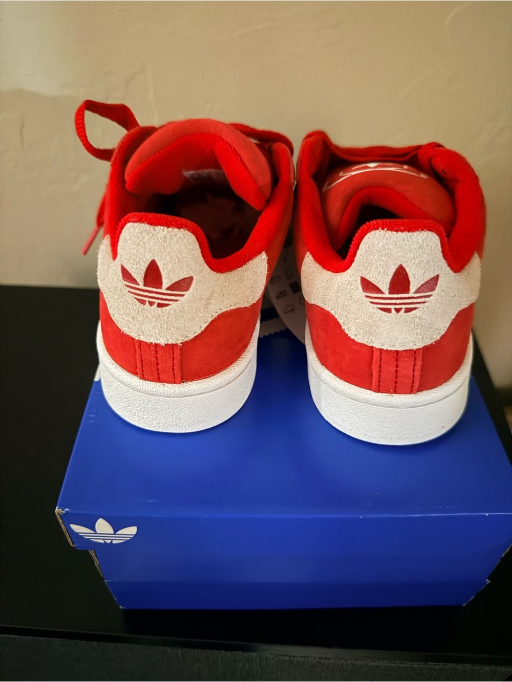 adidas Campus Women’s s Red Suede with White 3-Stripes - Picture 4 of 5